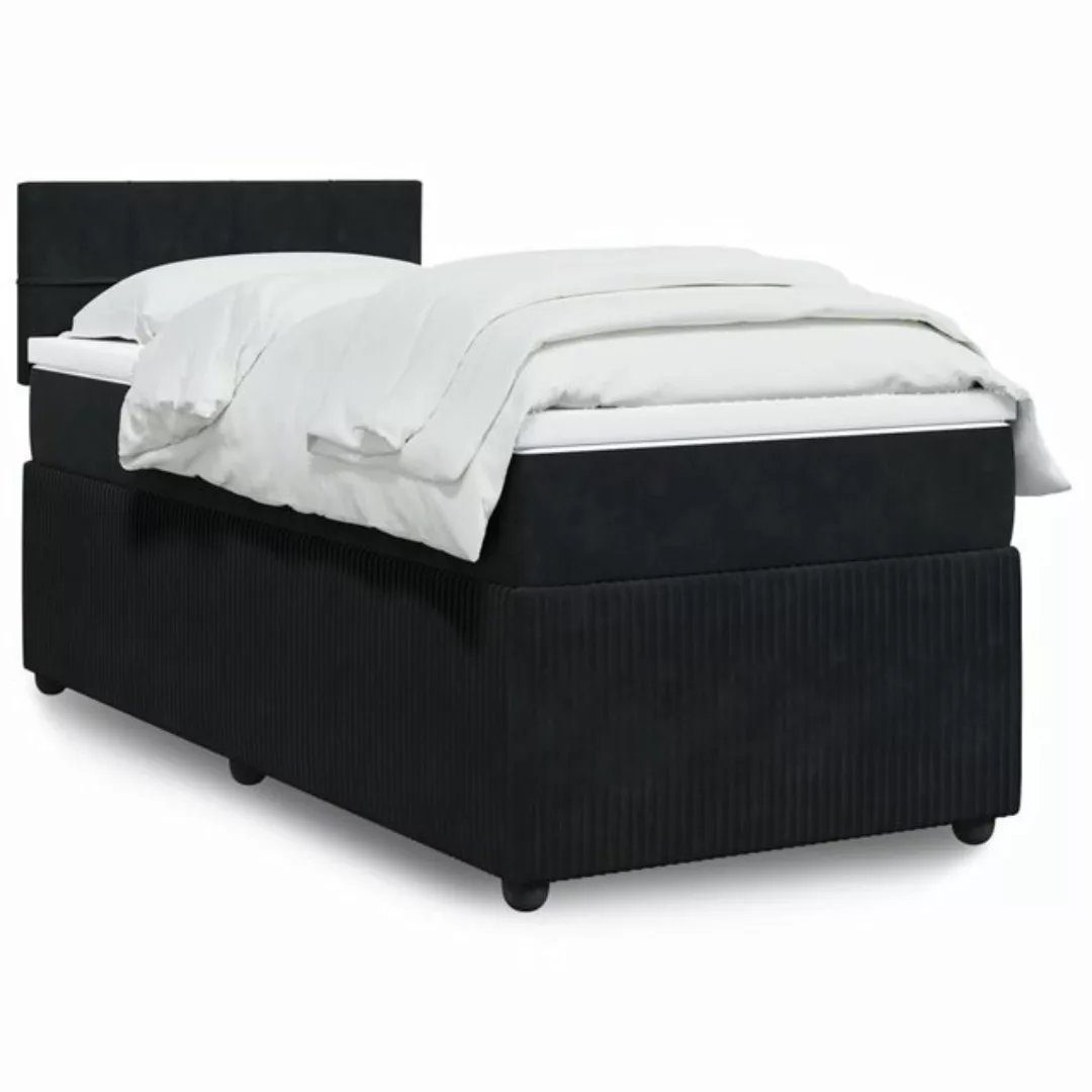 vidaXL Boxspringbett, Boxspringbett mit Matratze Schwarz 100x200 cm Samt günstig online kaufen