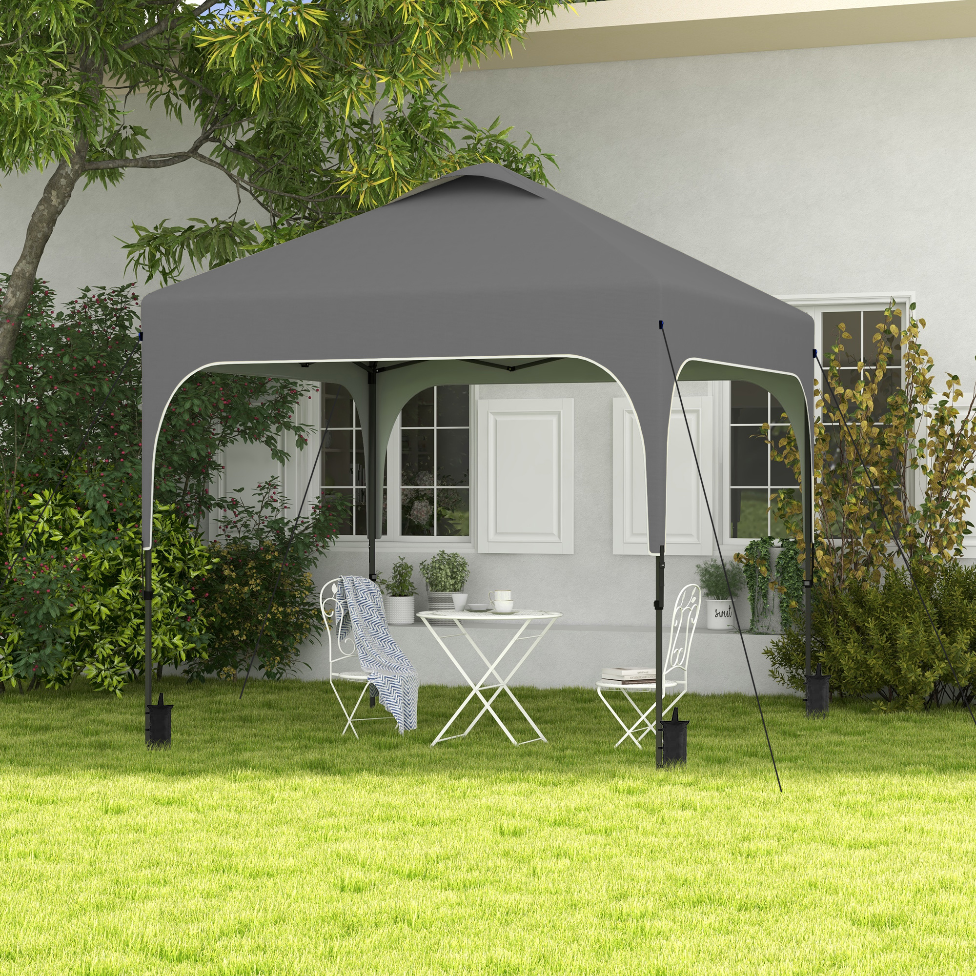 Outsunny Gartenpavillon 2,5 x 2,5 m Faltbarer Pop-up Pavillon Höhenverstell günstig online kaufen