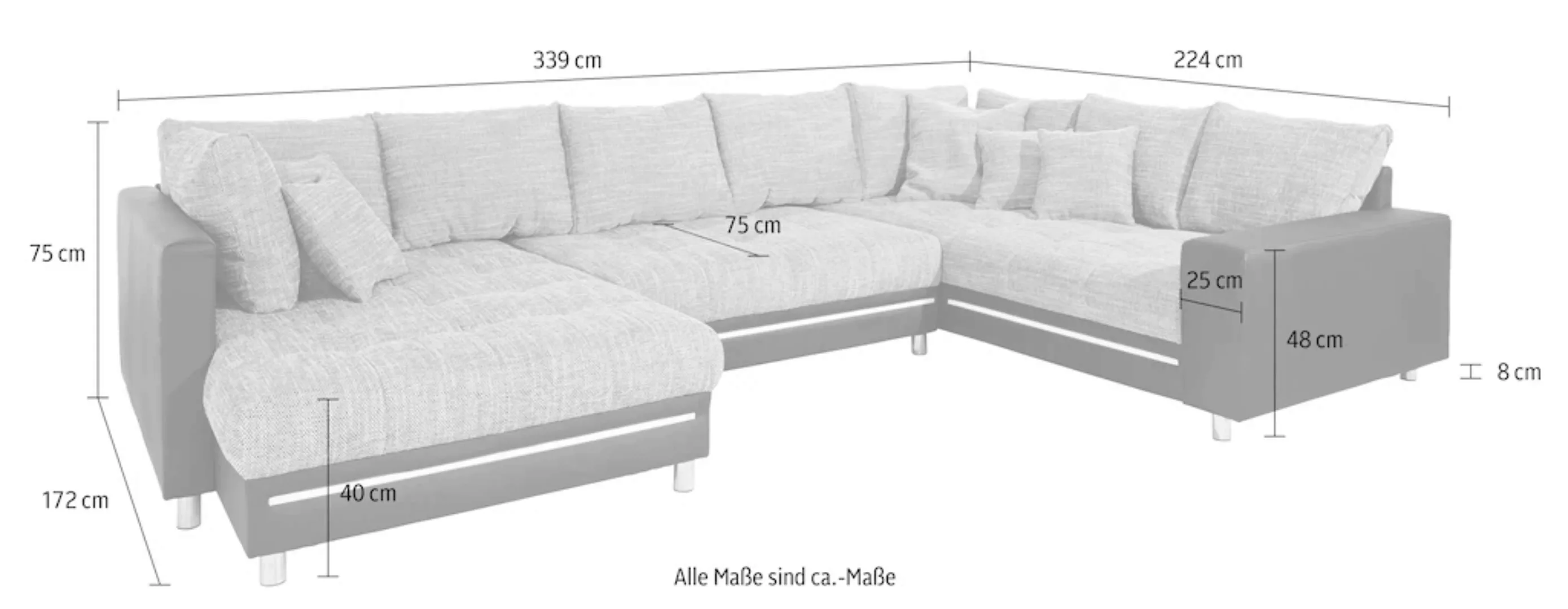 Mr. Couch Wohnlandschaft "Tobi U-Form", wahlweise mit Kaltschaum (140kg Bel günstig online kaufen