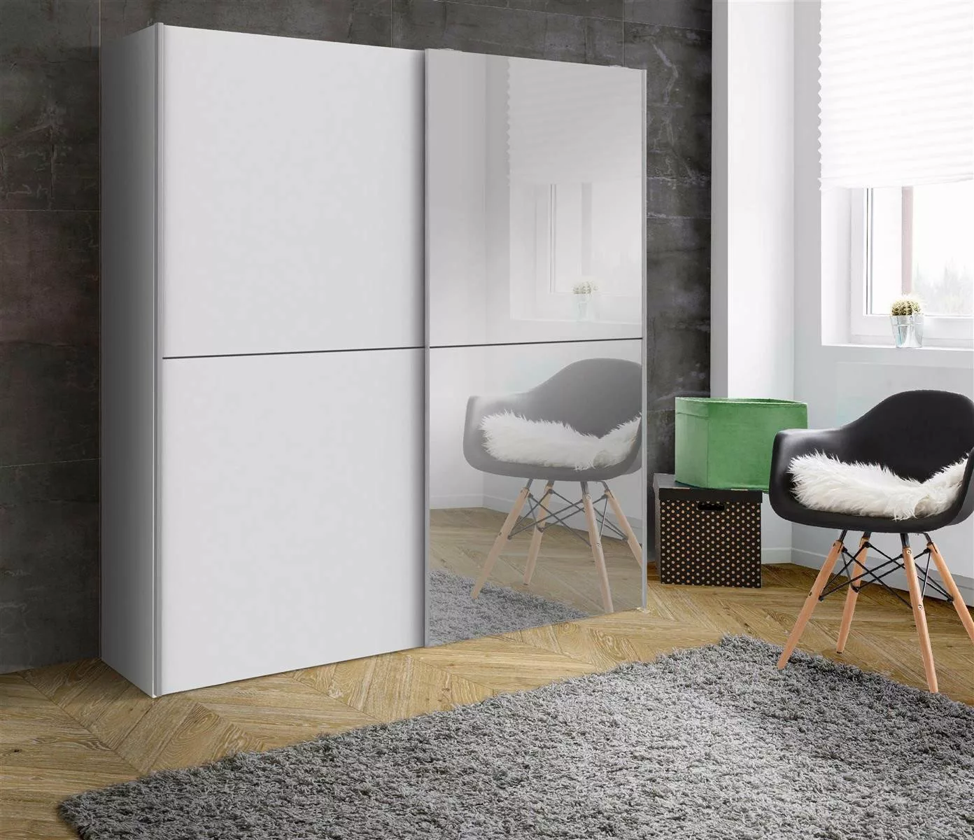 FORTE Schwebetürenschrank ""White Kiss", Made in Europe, ideal für kleine R günstig online kaufen