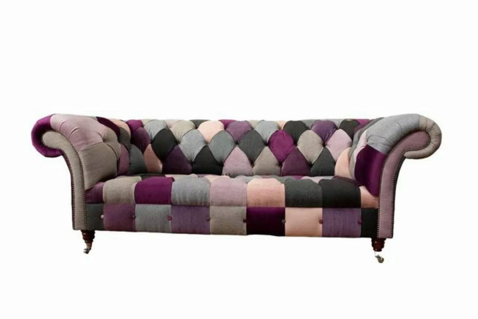 JVmoebel Sofa Chesterfield Buntes Textil Sofa Polster Sitz Couch 3 Sitzer C günstig online kaufen
