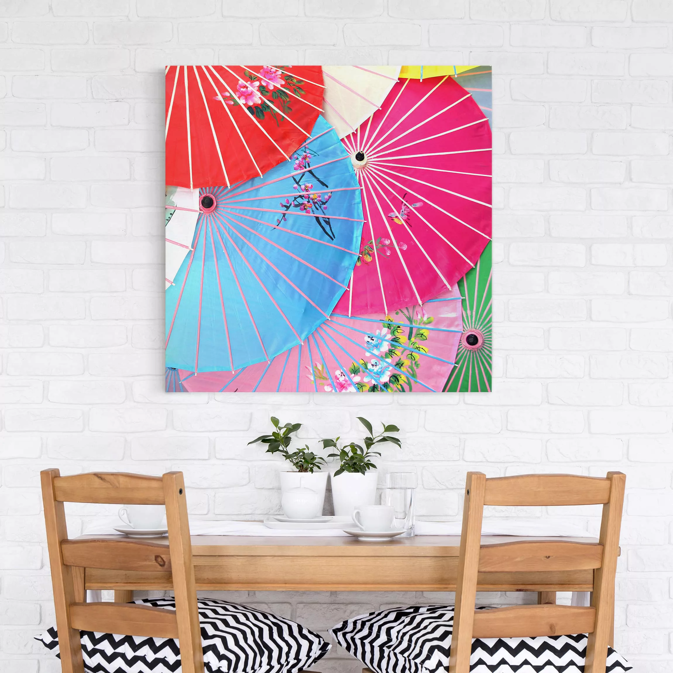 Leinwandbild - Quadrat Chinese Parasols günstig online kaufen