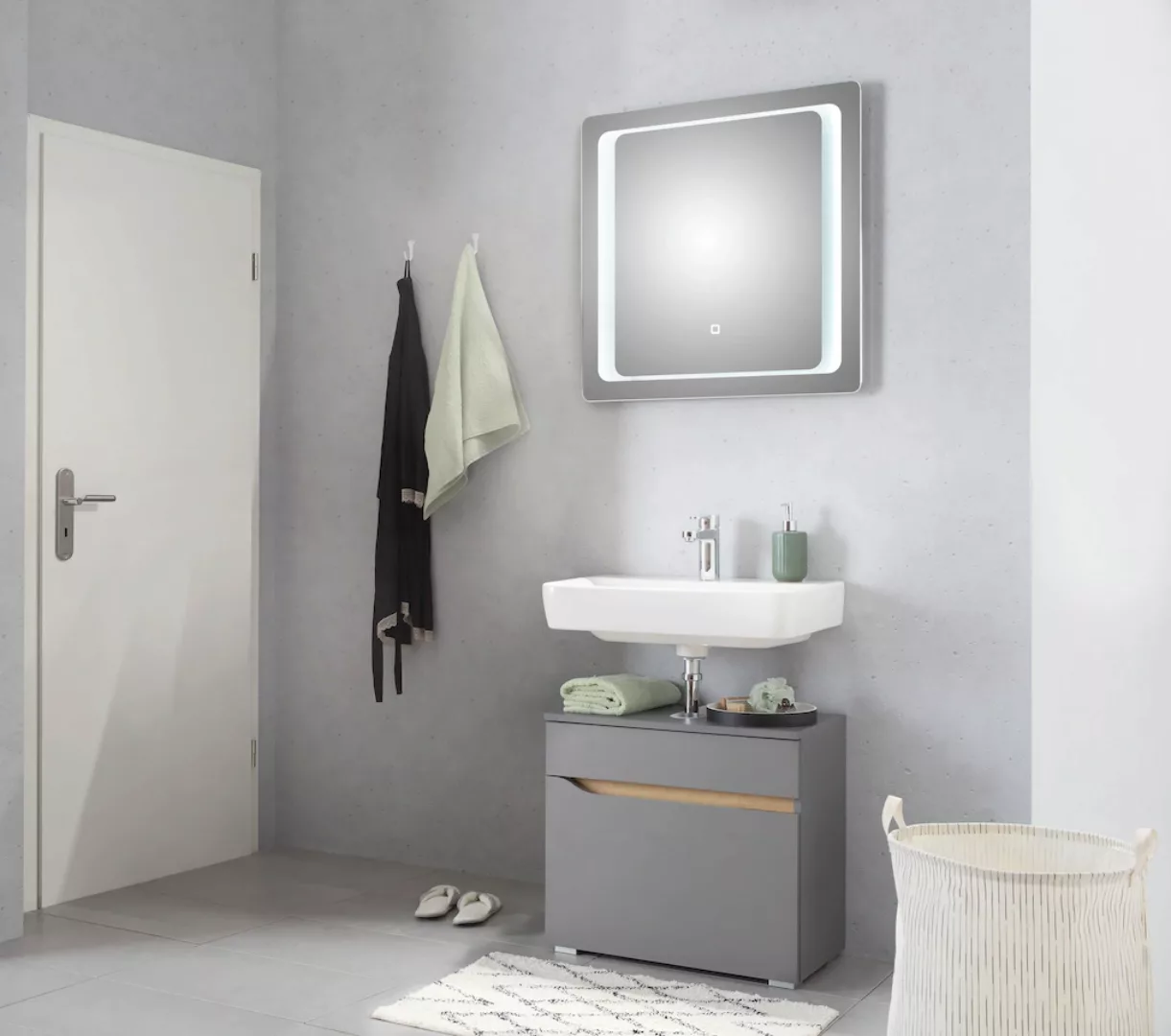 Saphir Badmöbel-Set »Quickset 2-teilig, Waschbeckenunterschrank mit LED-Spi günstig online kaufen