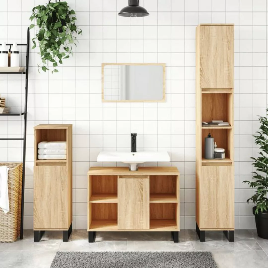 vidaXL Waschbeckenunterschrank Badschrank Betongrau 80x33x60 cm Holzwerksto günstig online kaufen