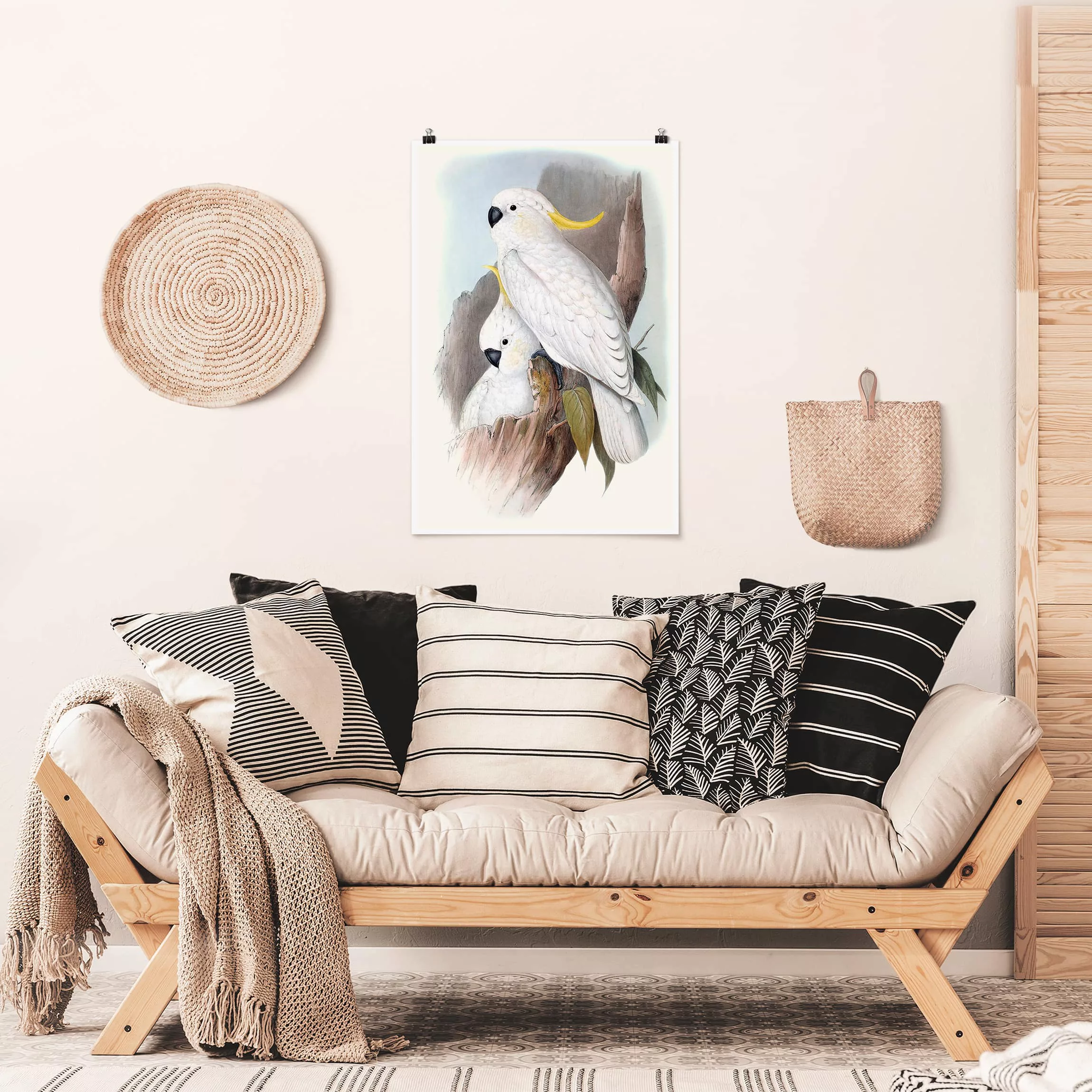 Poster Tiere - Hochformat Pastell Papageien III günstig online kaufen