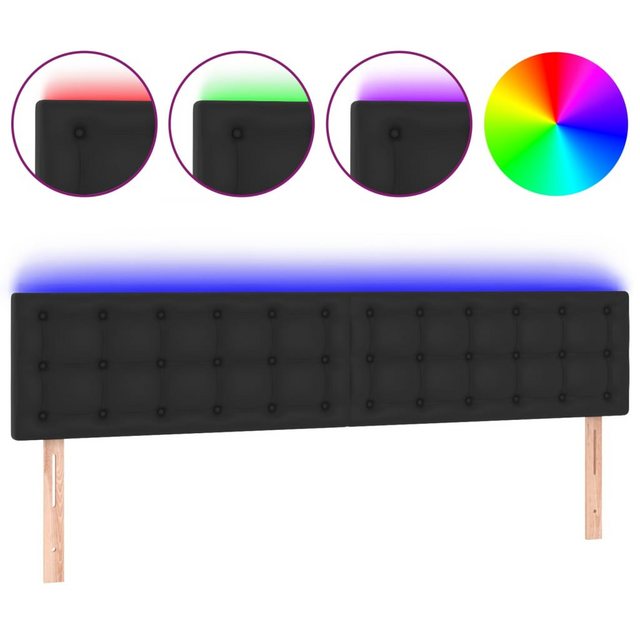 vidaXL Bett, LED Kopfteil Schwarz 180x5x78/88 cm Kunstleder günstig online kaufen