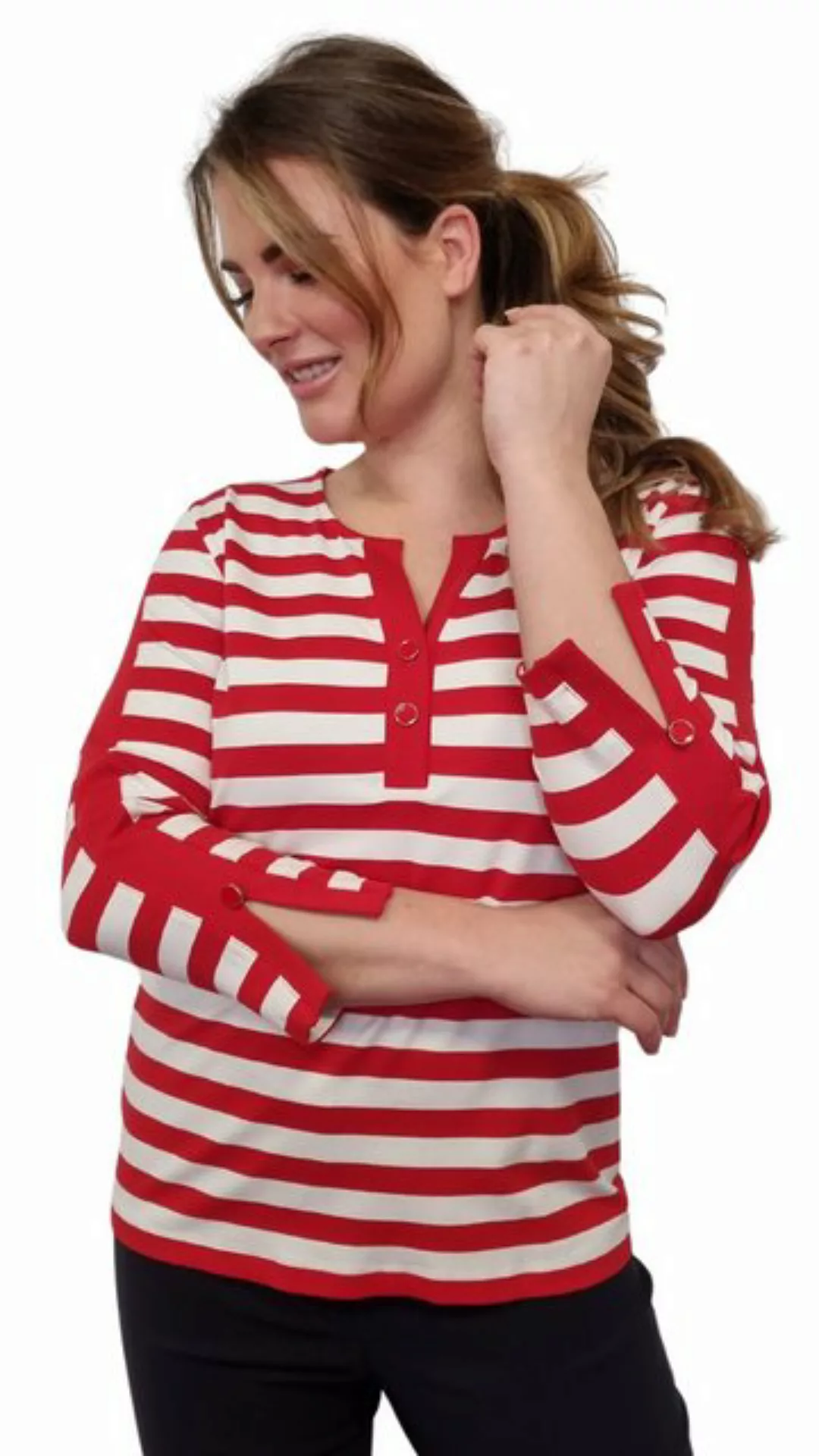 Estefania for woman 3/4-Arm-Shirt maritimes Shirt mit Knopf-Details günstig online kaufen
