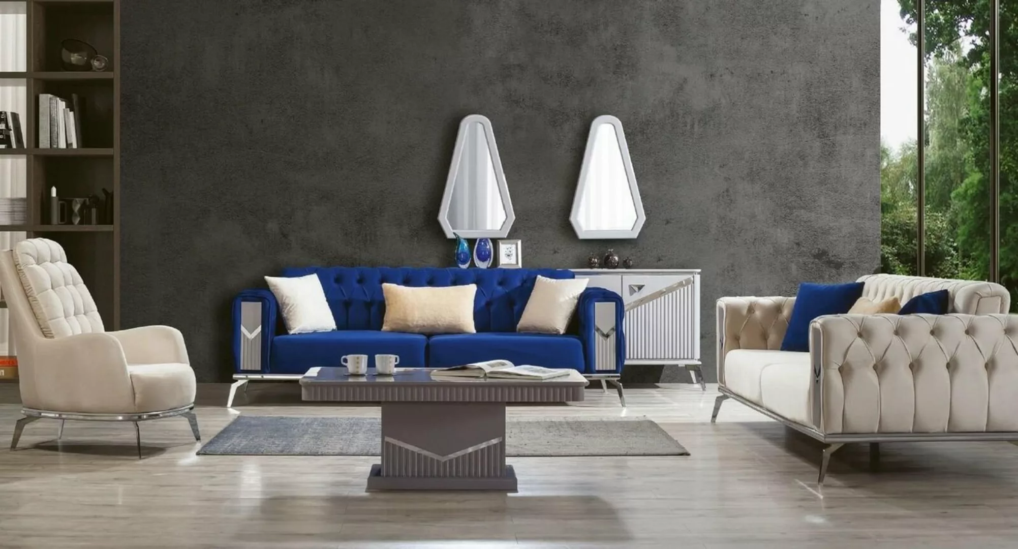 JVmoebel Sofa Sofagarnitur Couch Set Polster Möbel 3+3+1 Wohnzimmer 3tlg. G günstig online kaufen