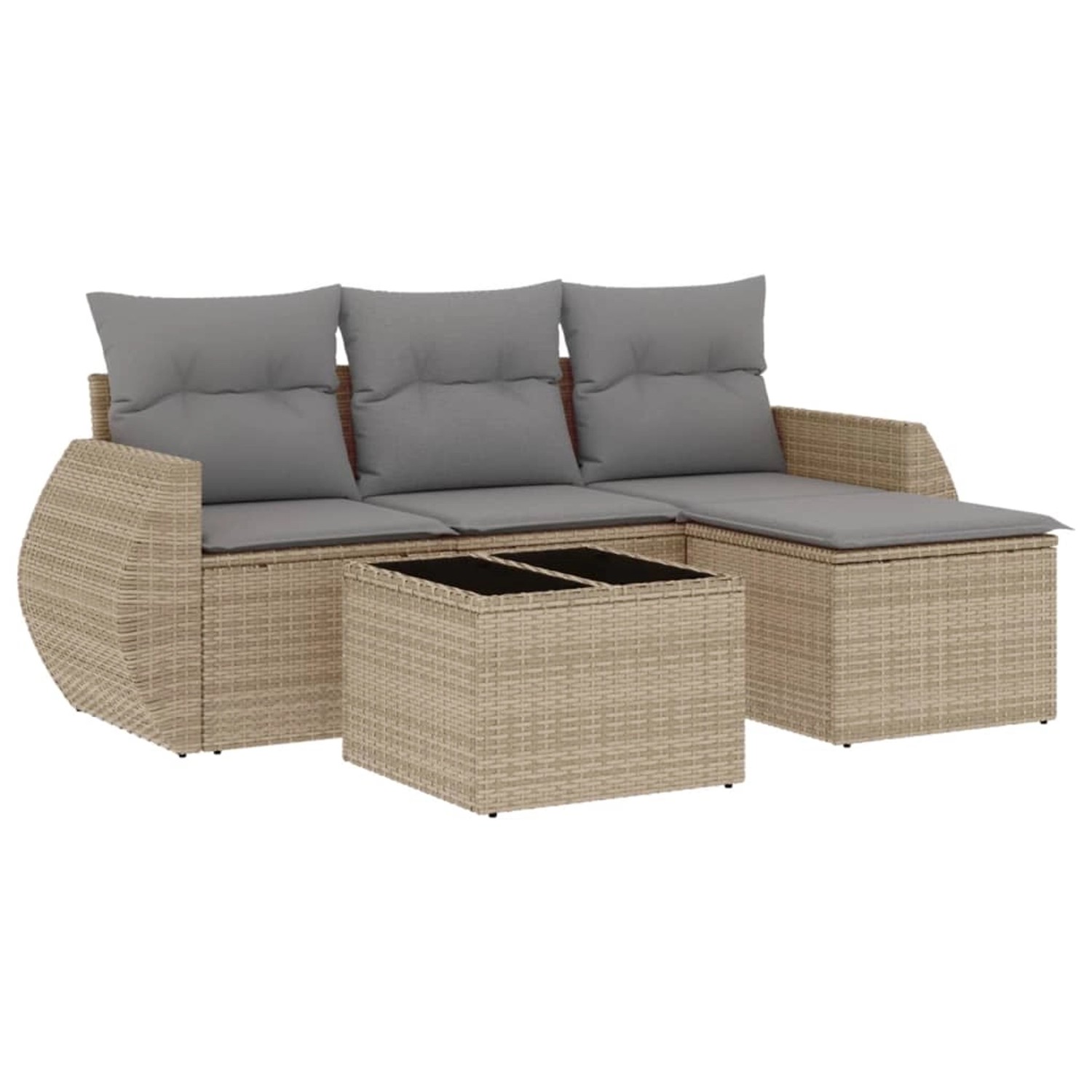 vidaXL 5-Tlg Garten-Sofagarnitur mit Kissen Beige Poly Rattan 3253616 günstig online kaufen