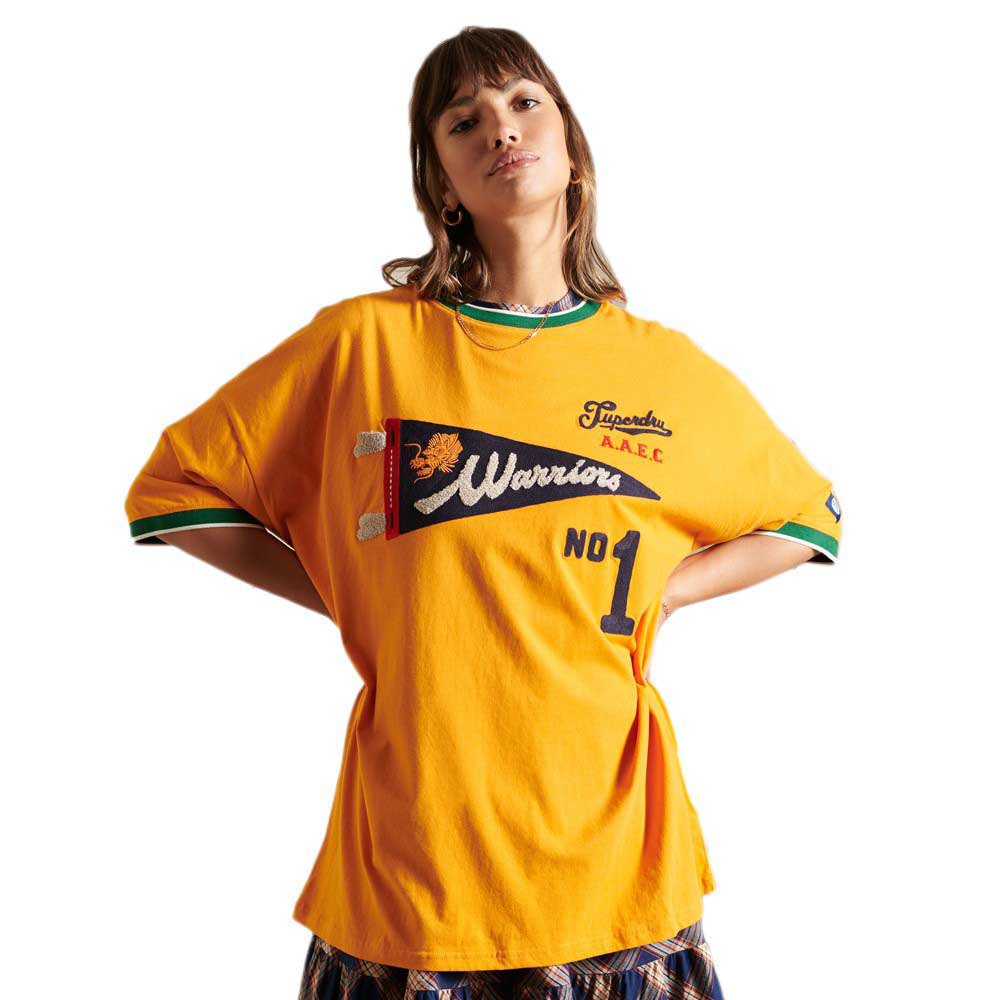 Superdry Collegiate Oversized Kurzarm T-shirt M Track Gold günstig online kaufen