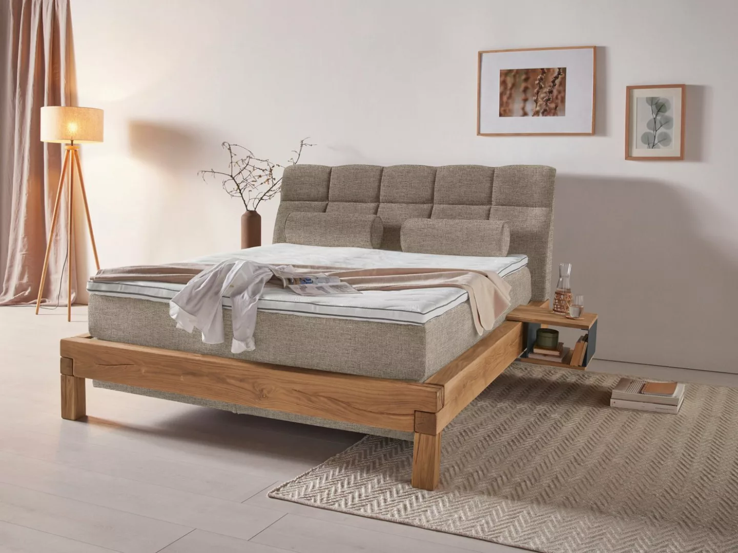 Home affaire Boxspringbett Villads, Liegefläche: 160/200 cm aus Balkeneiche günstig online kaufen