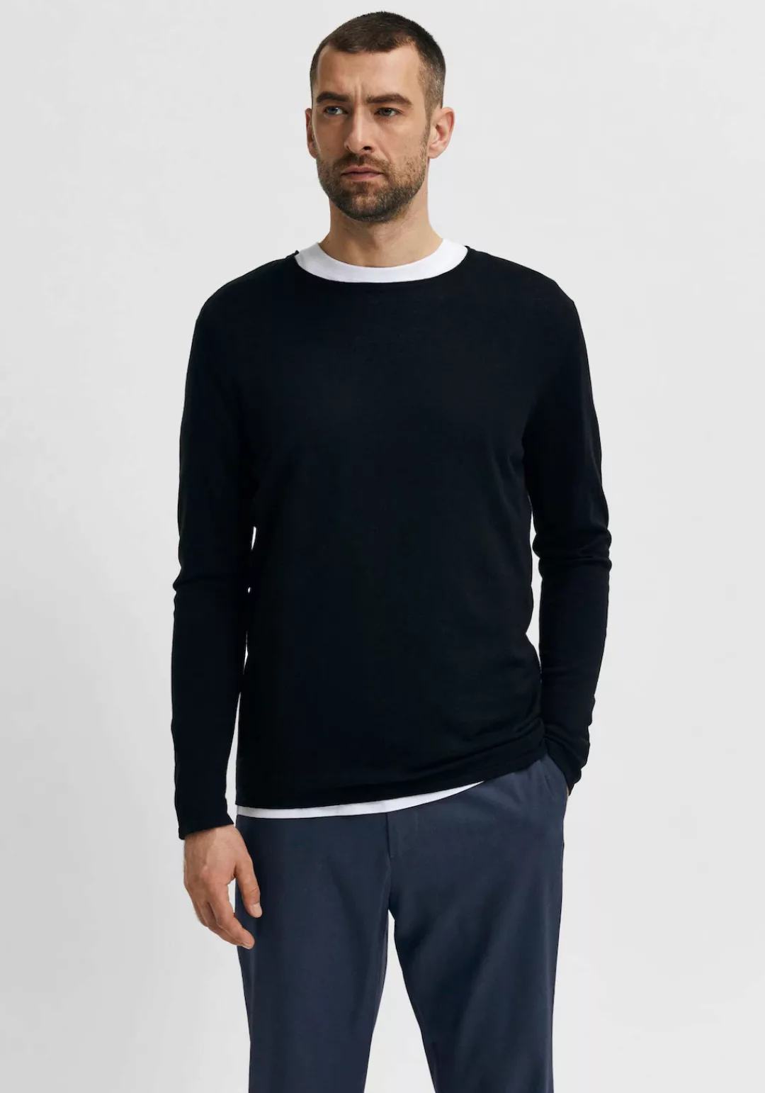 SELECTED HOMME Rundhalspullover ROME KNIT günstig online kaufen