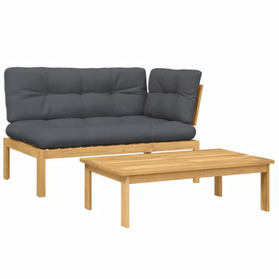 vidaXL Loungesofa 2-tlg. Garten-Sofagarnitur aus Paletten mit Kissen Akazie günstig online kaufen