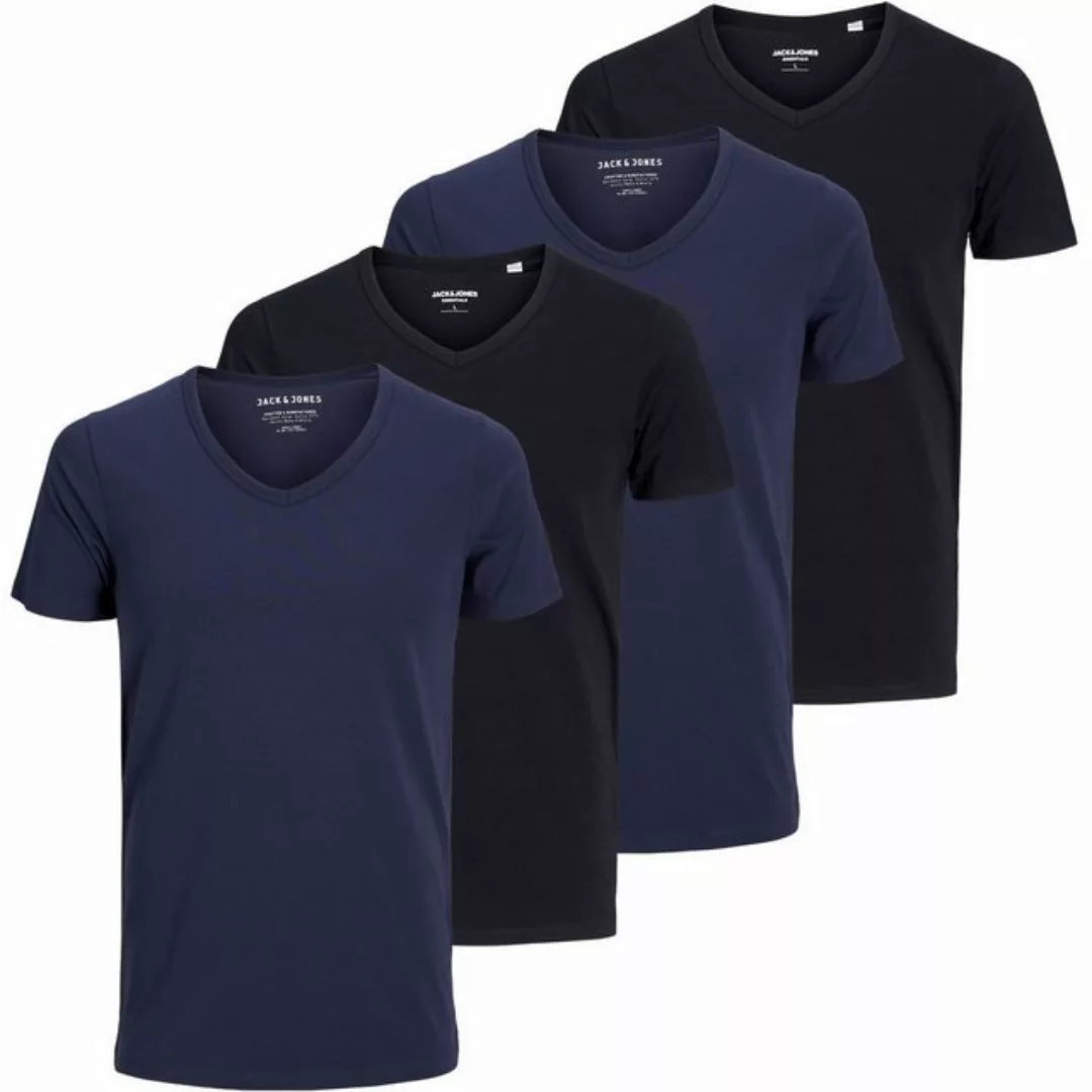 Jack & Jones T-Shirt BASIC für jeden Tag im schlichten Design im 4er Pack günstig online kaufen