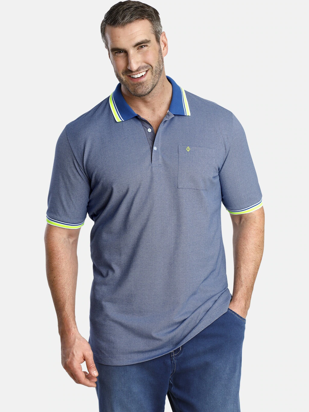 Charles Colby Poloshirt EARL LANDON aus Two-Tone Pikee günstig online kaufen