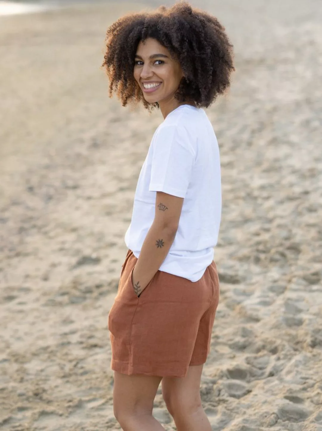 FUXBAU Shorts Frauen Leinenshorts 100% Leinen, Made in Portugal, fair & nac günstig online kaufen