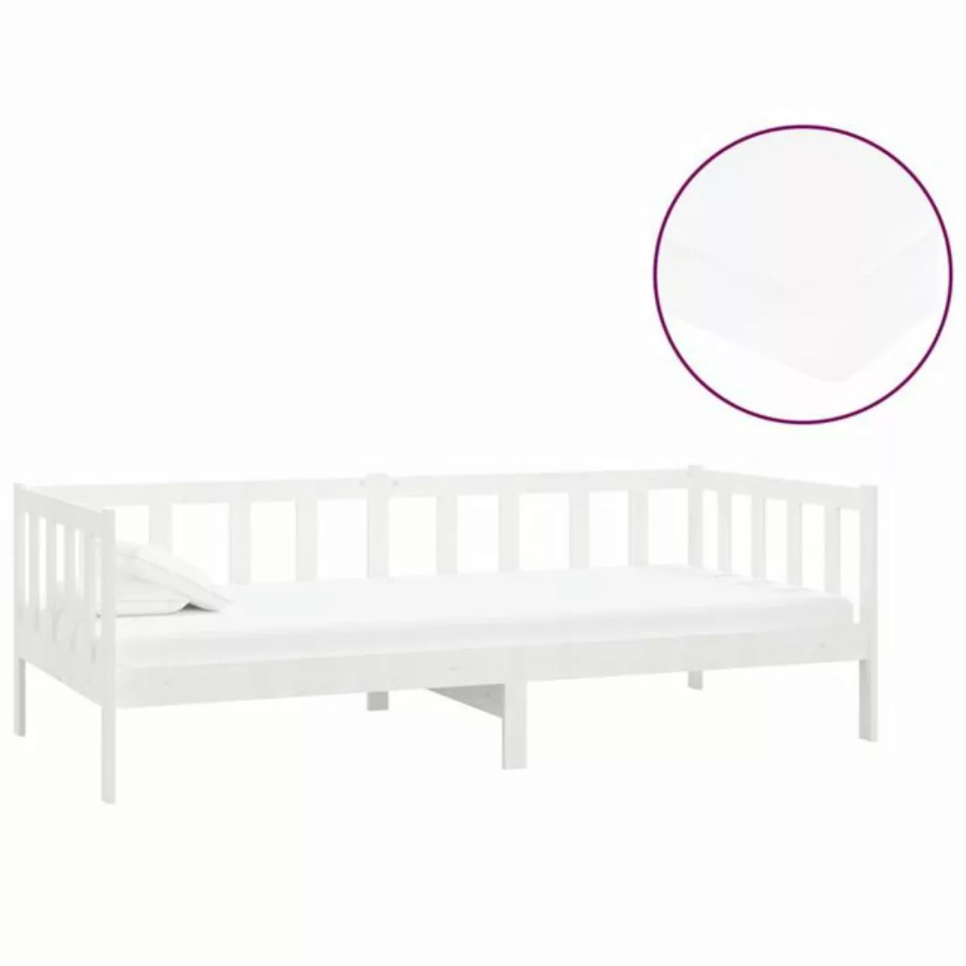 furnicato Bett Tagesbett mit Matratze 90x200 cm Weiß Kiefer Massivholz (1-t günstig online kaufen