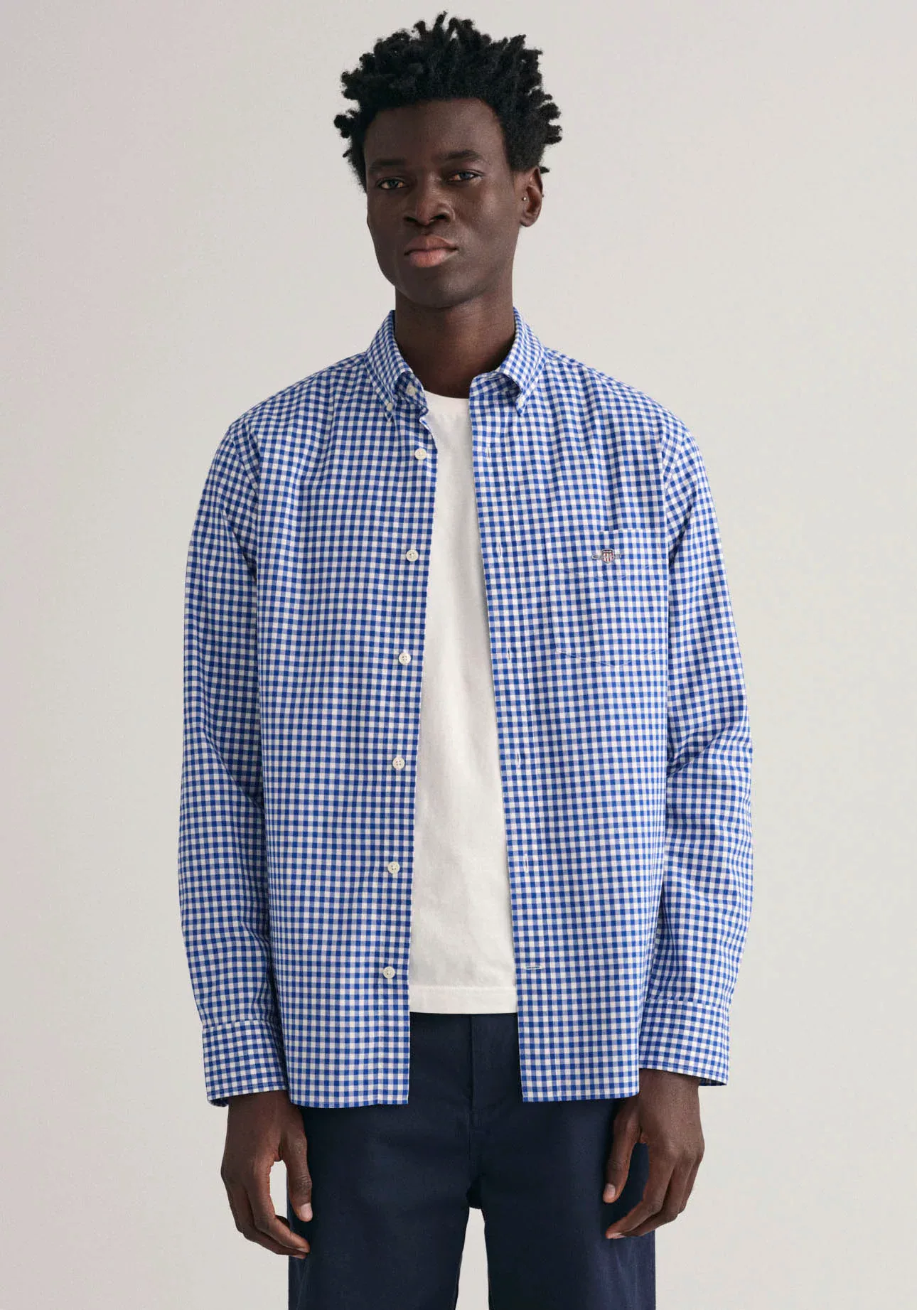 Gant Langarmhemd "REG POPLIN GINGHAM SHIRT", mit Logostickerei auf der Brus günstig online kaufen