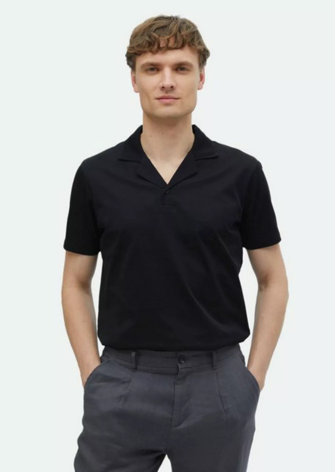 RAMSEY Poloshirt Gerades T-Shirt mit kubanischem Kragen aus 100 % Baumwolle günstig online kaufen