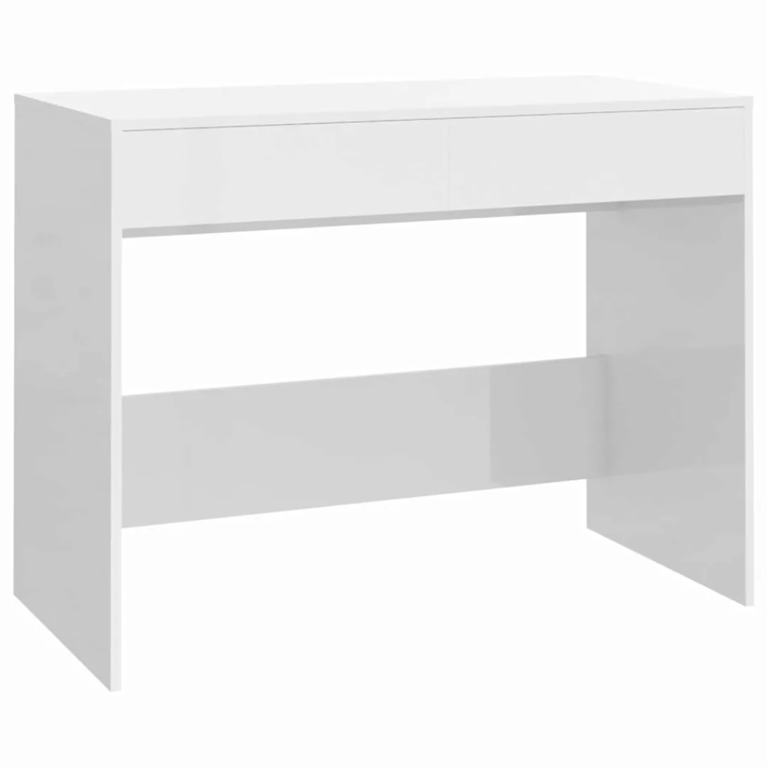 Schreibtisch Hochglanz-weiß 101x50x76,5 Cm Spanplatte günstig online kaufen