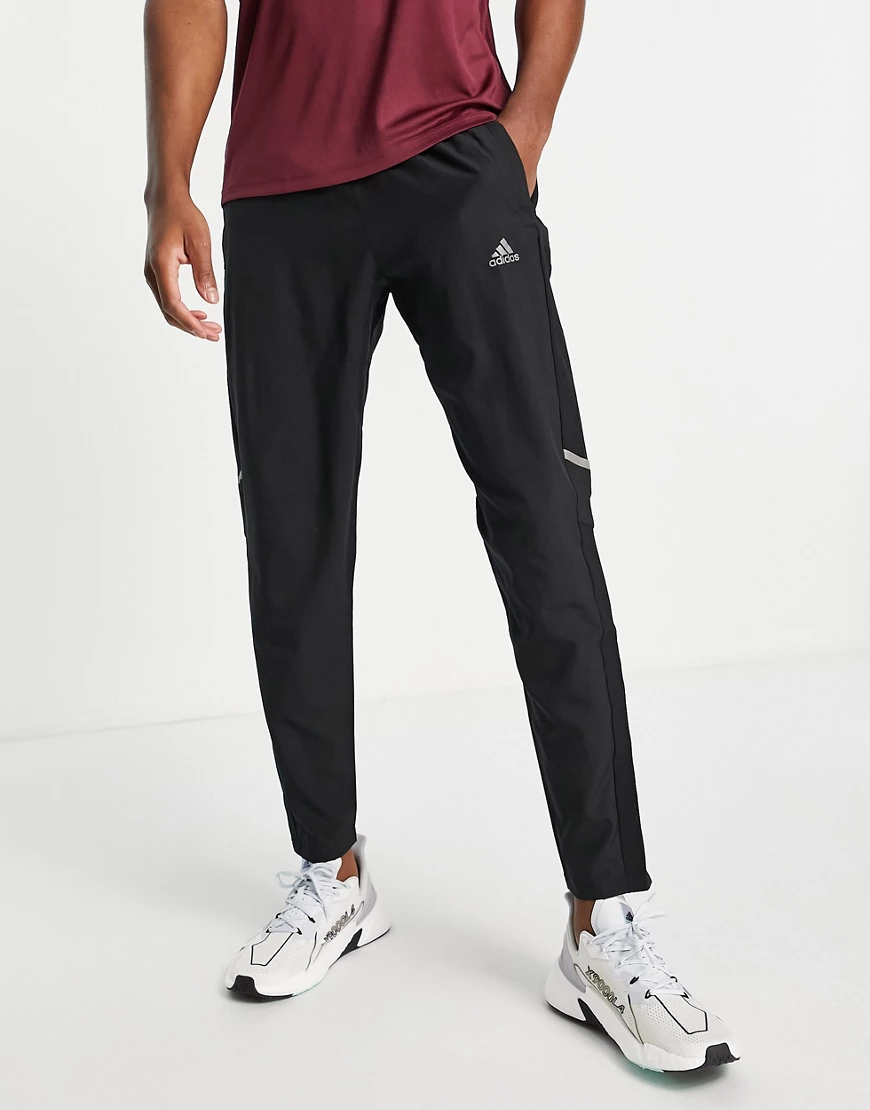 adidas – Lauf-Leggings in Schwarz mit reflektierenden Details günstig online kaufen