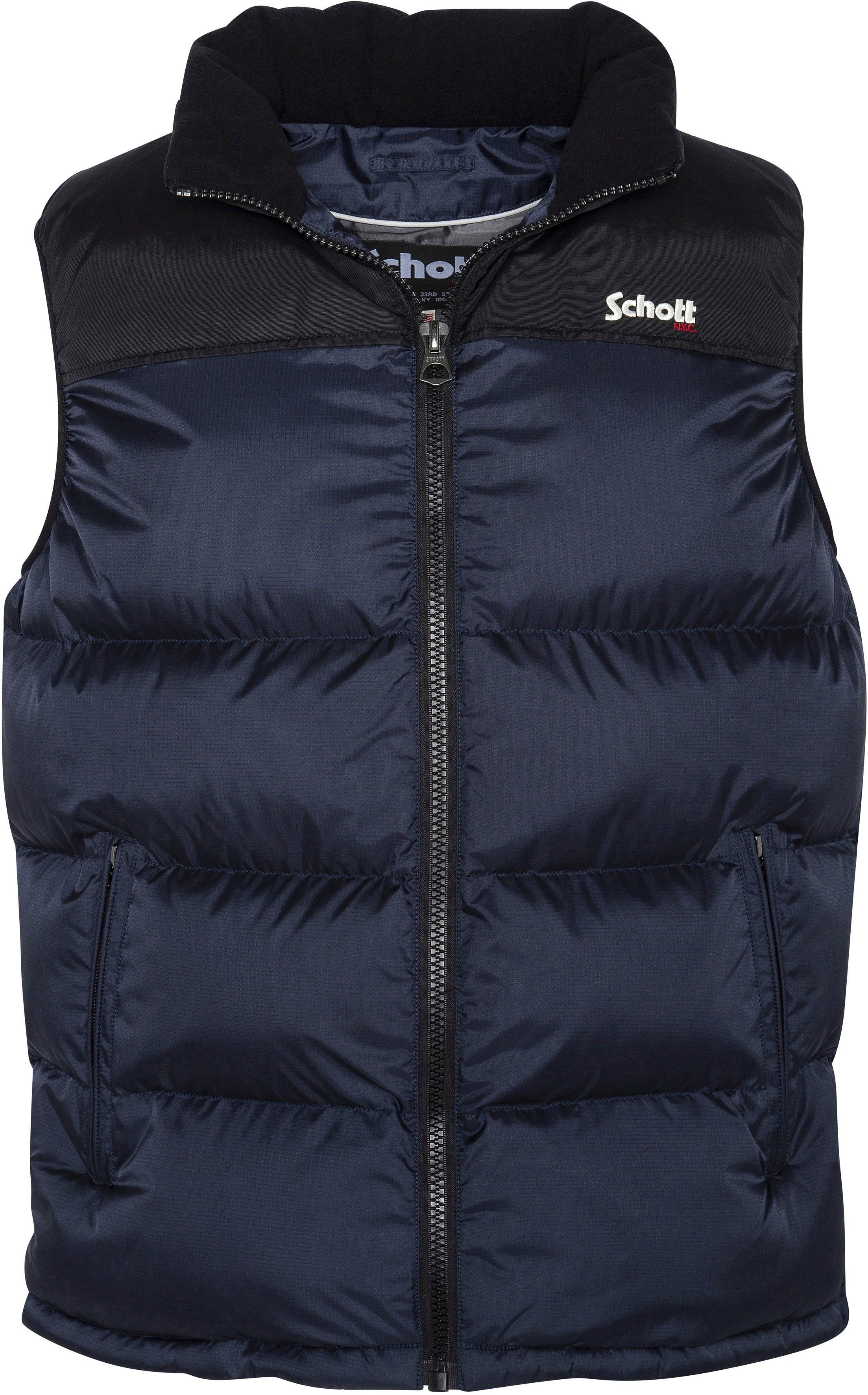 Schott NYC Steppweste mit dezenter Logostickerei günstig online kaufen