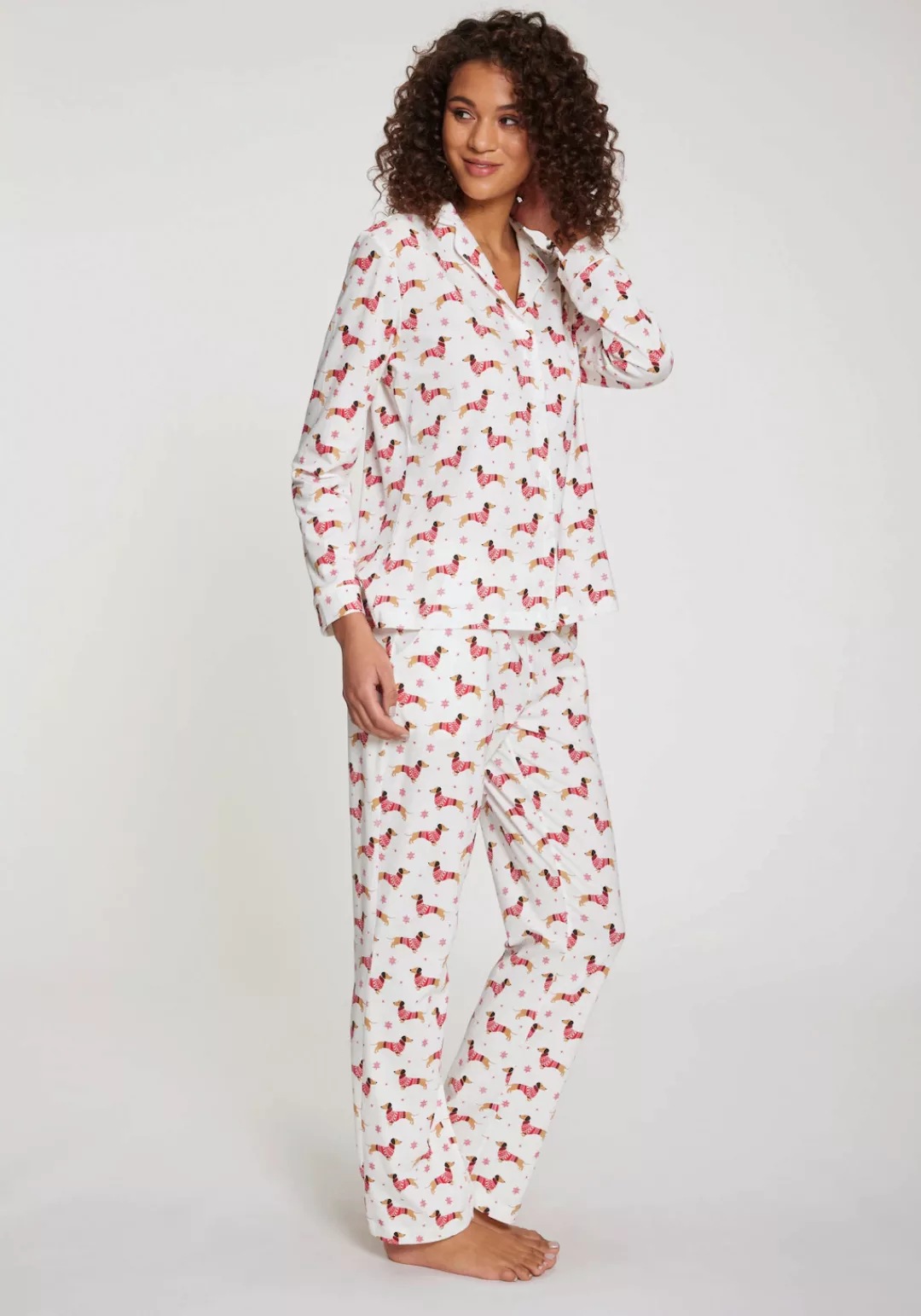 LASCANA Pyjama, (Set, 2 tlg.), mit Alloverprint günstig online kaufen