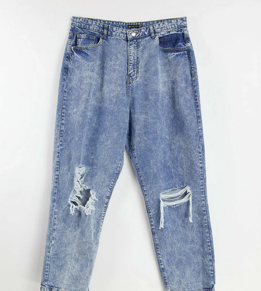 I Saw It First Plus – Zerrissene Jeans in Blau mit geradem Schnitt günstig online kaufen