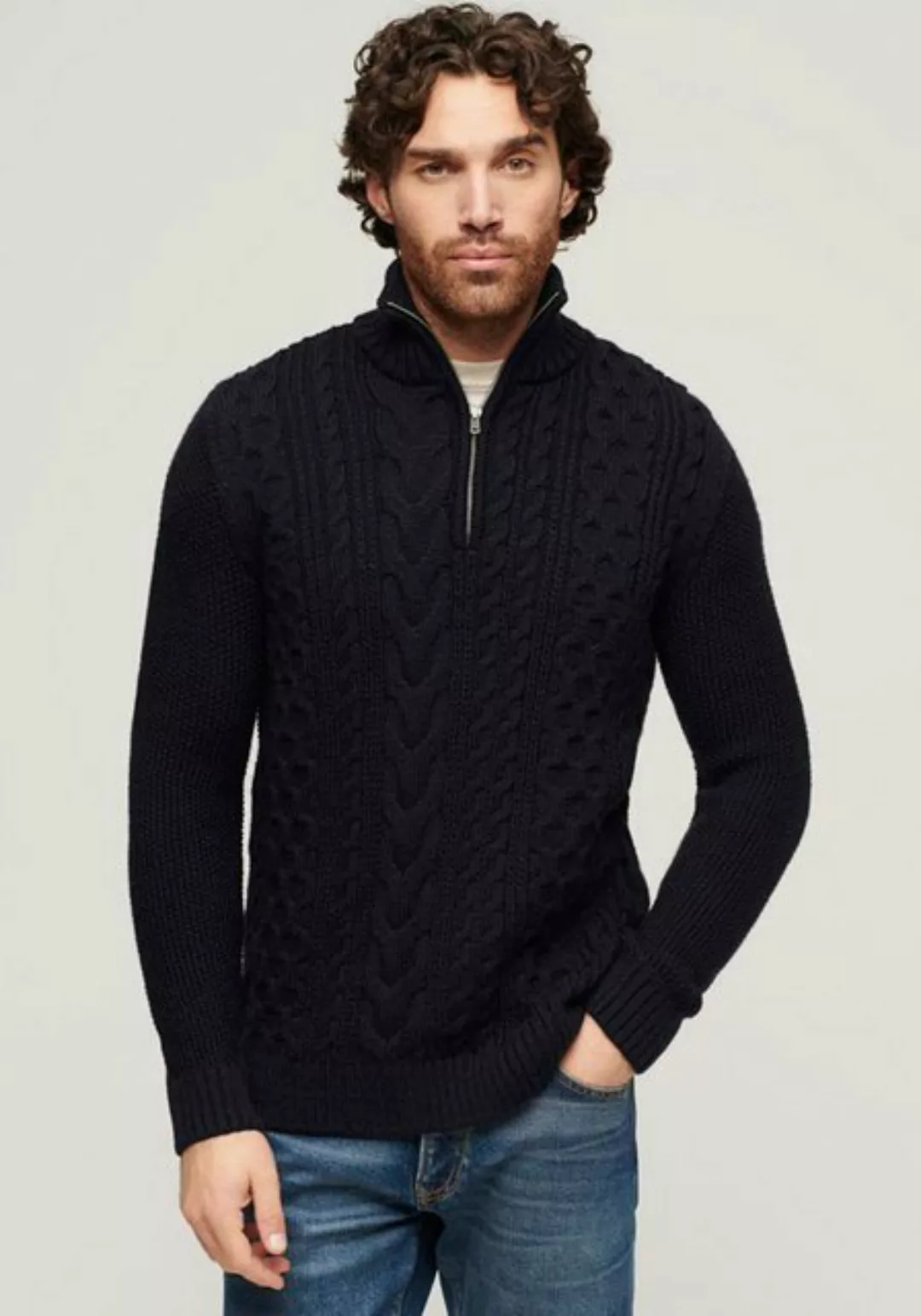 Superdry Strickpullover Jacob Cable Knit Half Zip günstig online kaufen