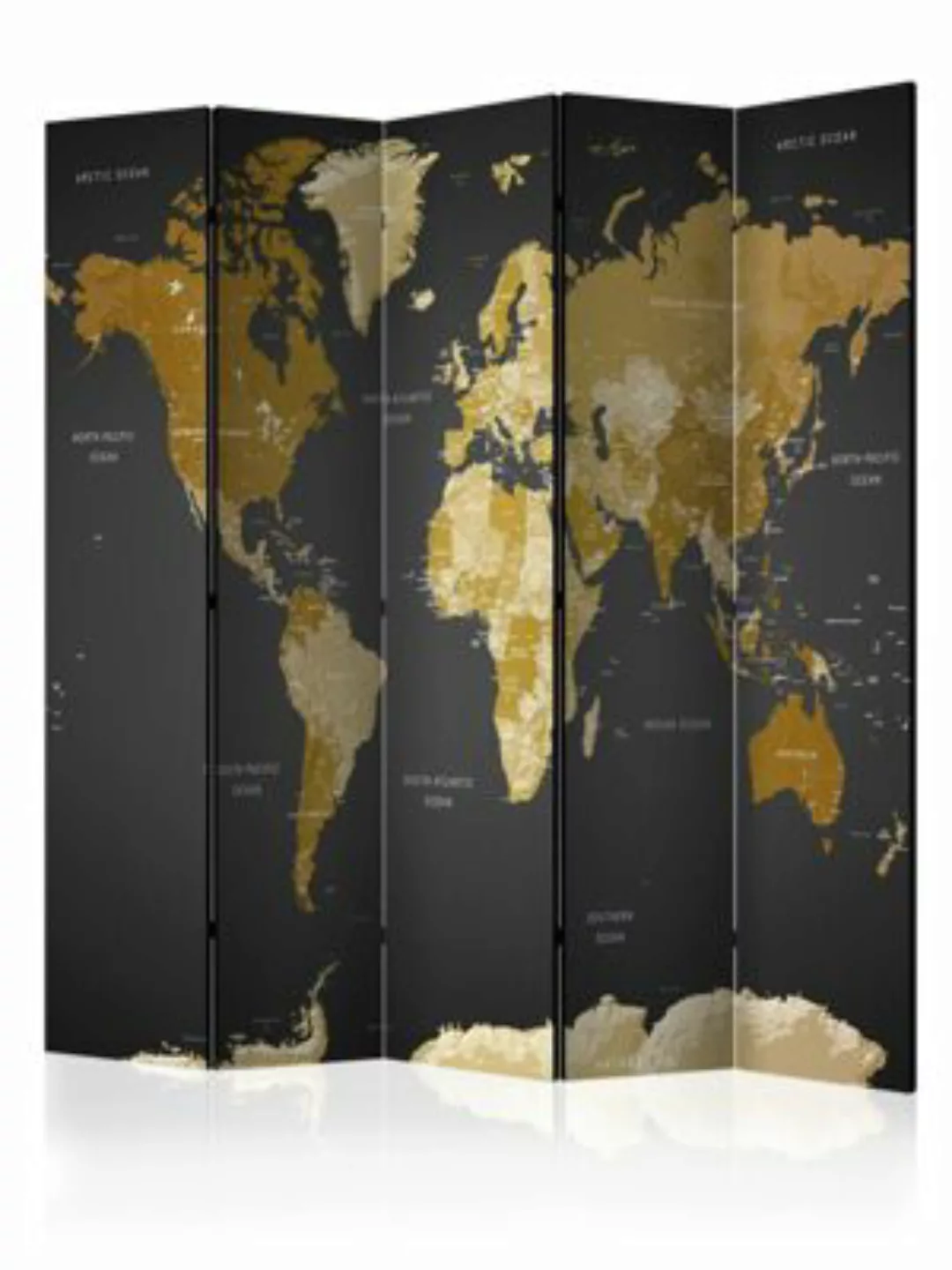 artgeist Paravent Room divider - World map on dark background braun/schwarz günstig online kaufen