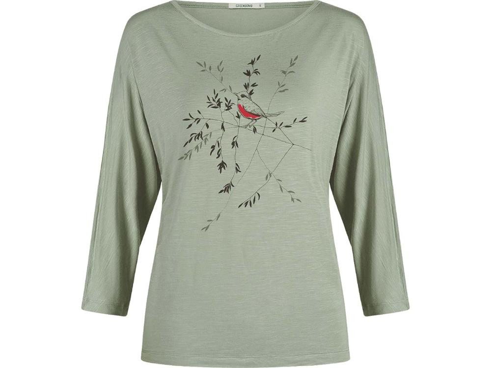 GreenBomb Langarmshirt GREENBOMB Damen-Langarmshirt 'Bird Branch' mit 3/4 günstig online kaufen