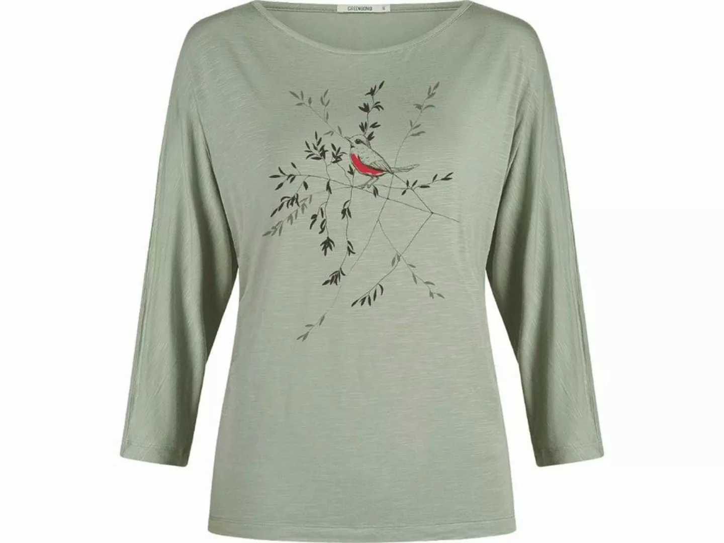 GreenBomb Langarmshirt GREENBOMB Damen-Langarmshirt 'Bird Branch' mit 3/4 günstig online kaufen