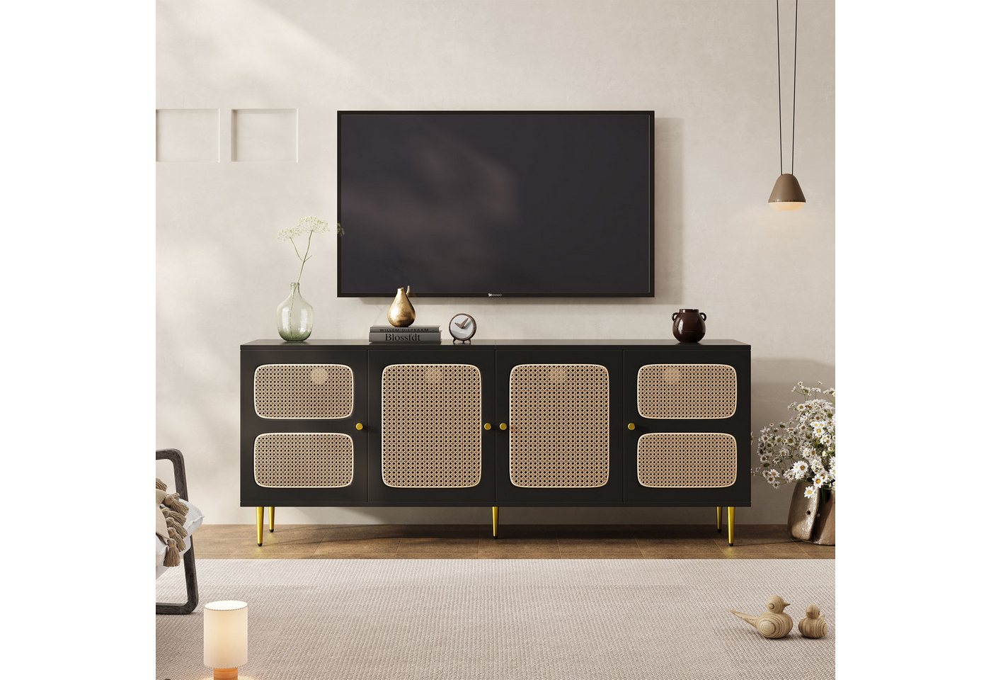 BlingBin TV-Schrank Eleganter Rattan-TV-Board (1-St., Fernseherschrank 180x günstig online kaufen
