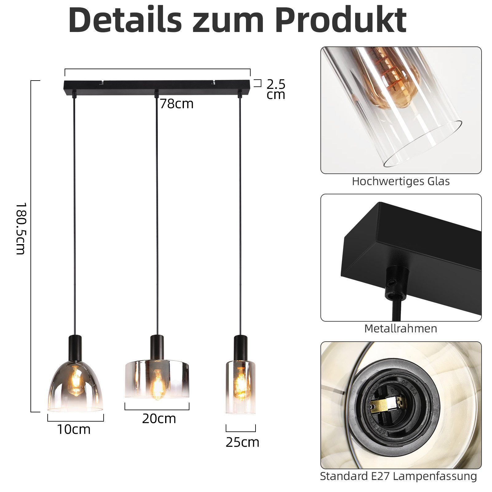 ZMH Pendelleuchte 3/4 Flammig E27 Esszimmer günstig online kaufen