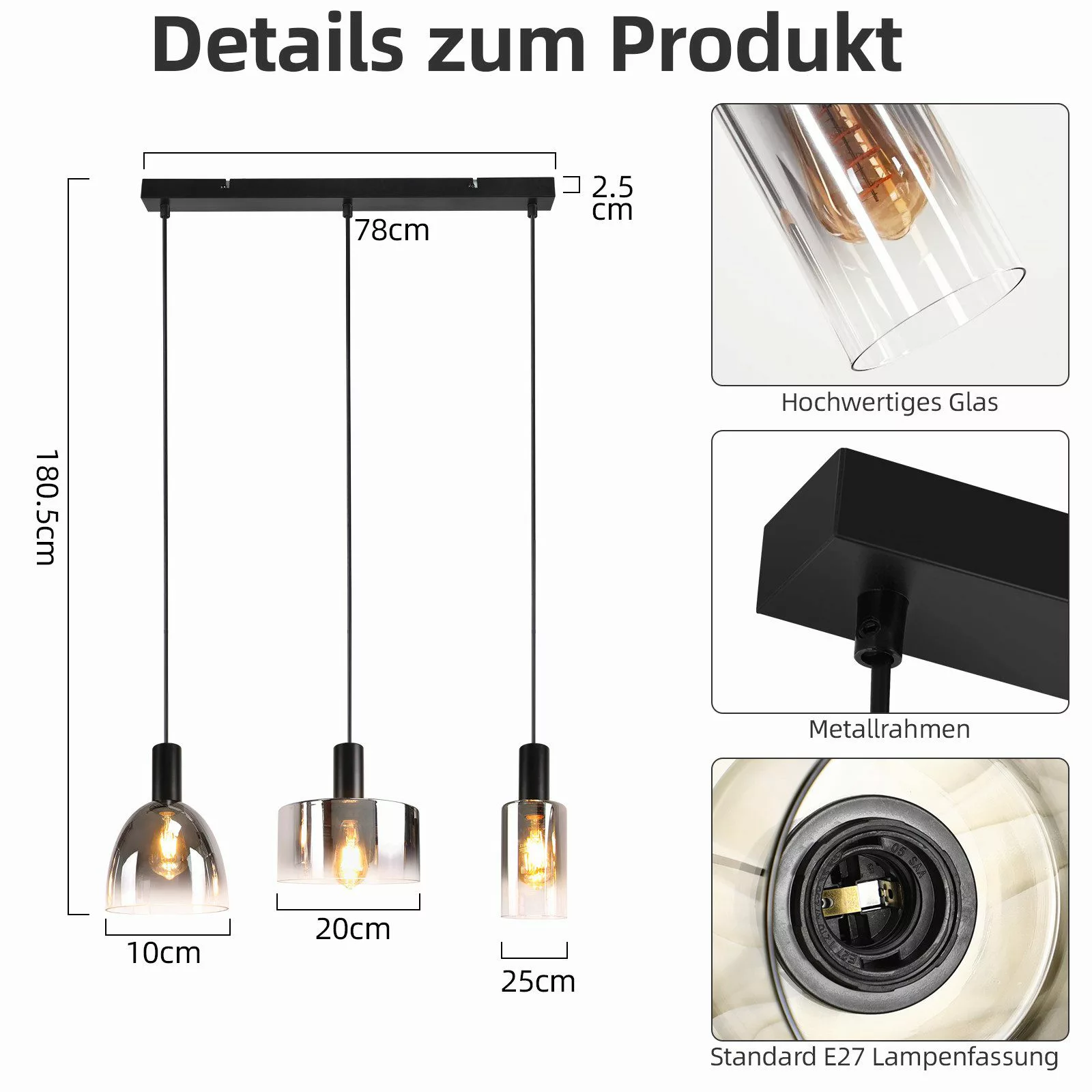ZMH Pendelleuchte 3/4 Flammig E27 Esszimmer günstig online kaufen