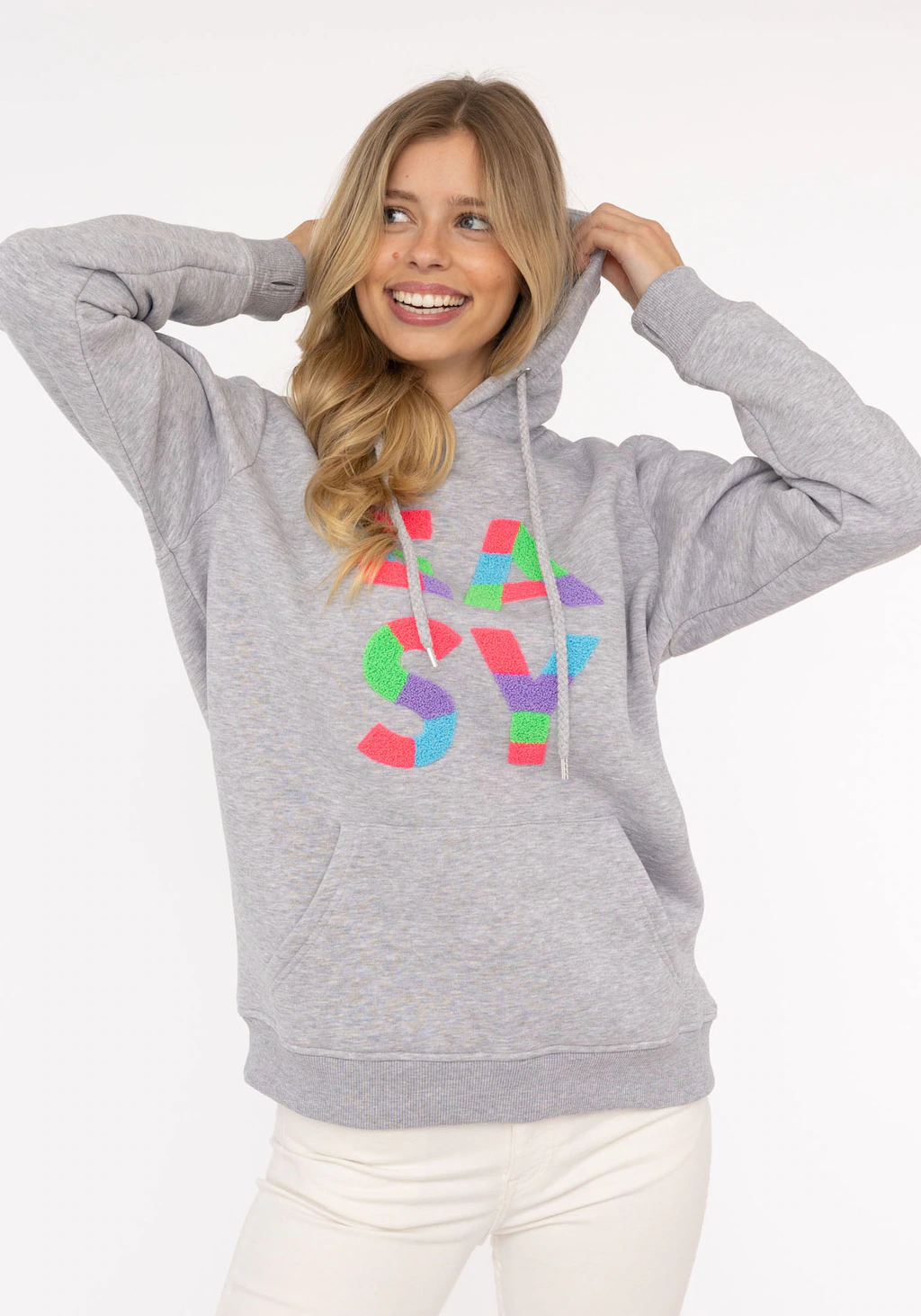 Zwillingsherz Hoodie ""EASY"", mit buntem Easy Schriftzug günstig online kaufen