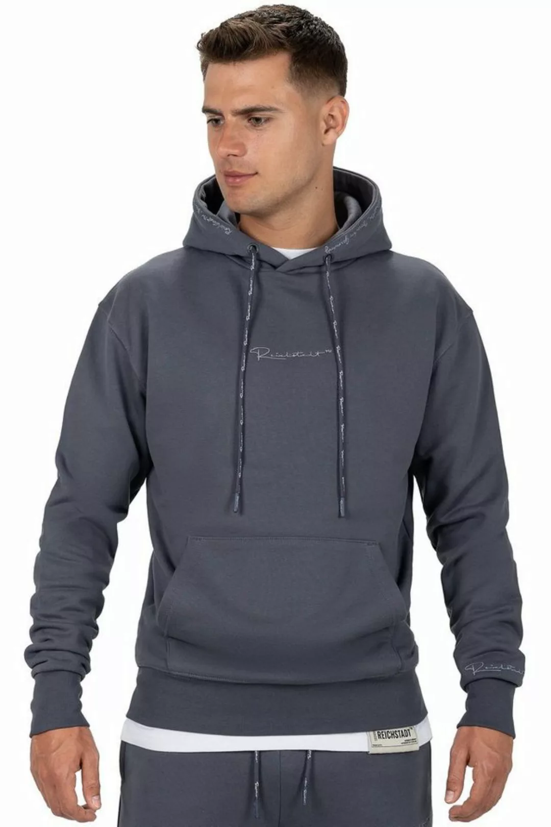 Reichstadt Kapuzenpullover Casual Basic Hoodie 23RS034 Anthracite L mit Ele günstig online kaufen