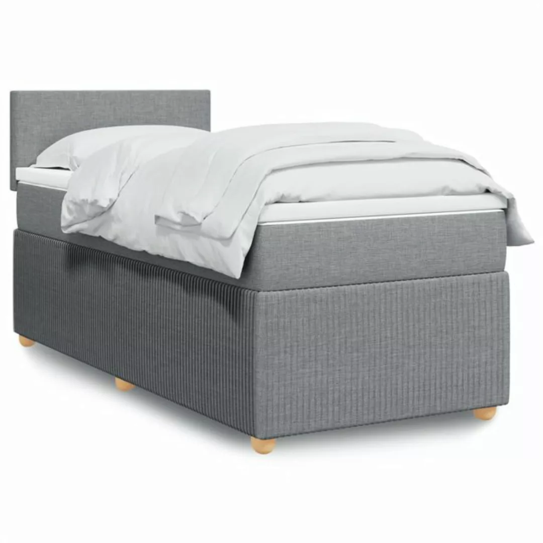 vidaXL Boxspringbett, Boxspringbett mit Matratze Hellgrau 90x190 cm Stoff günstig online kaufen