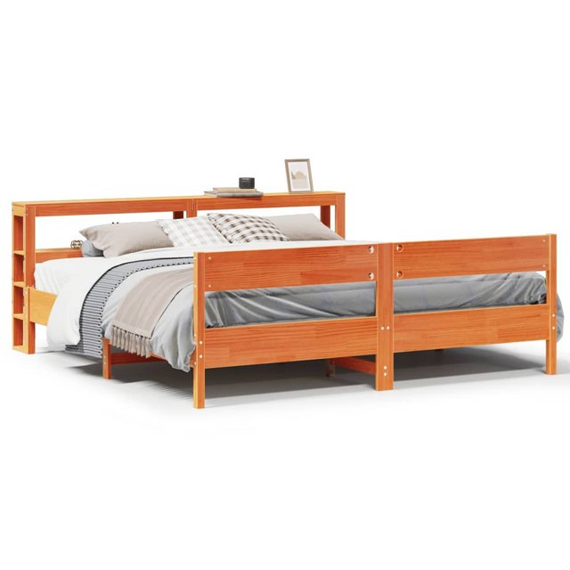 vidaXL Bett, Massivholzbett ohne Matratze Wachsbraun 180x200 Kiefernholz günstig online kaufen