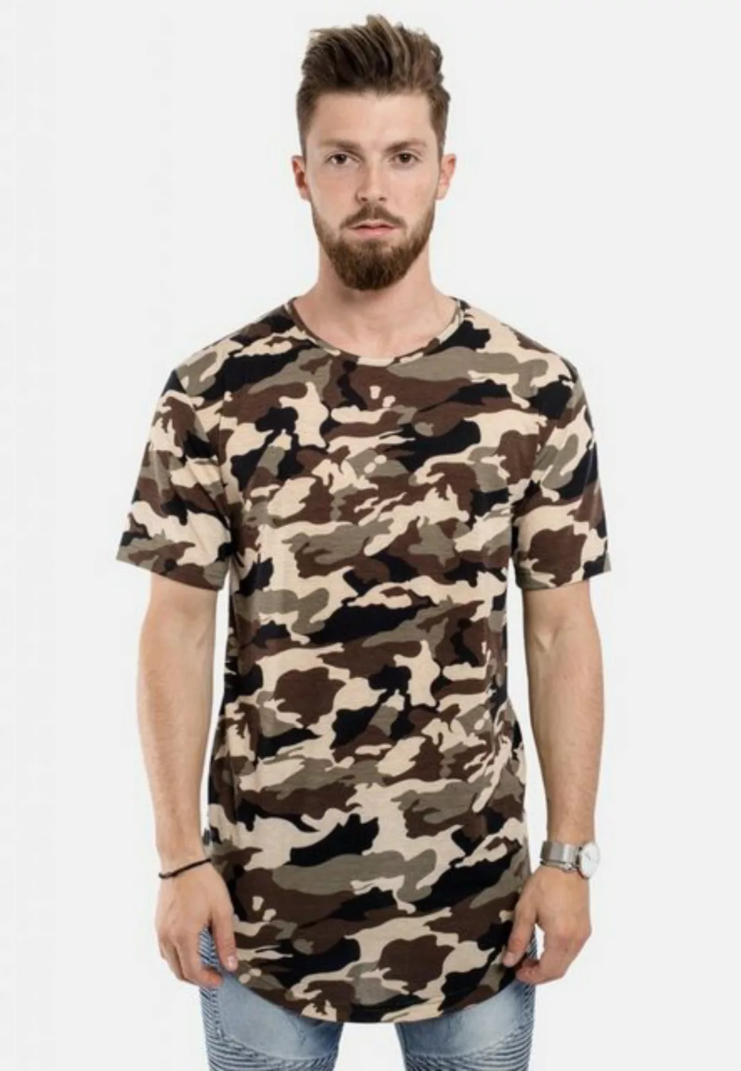 Blackskies T-Shirt Round Longshirt T-Shirt Camo Woodland Small günstig online kaufen