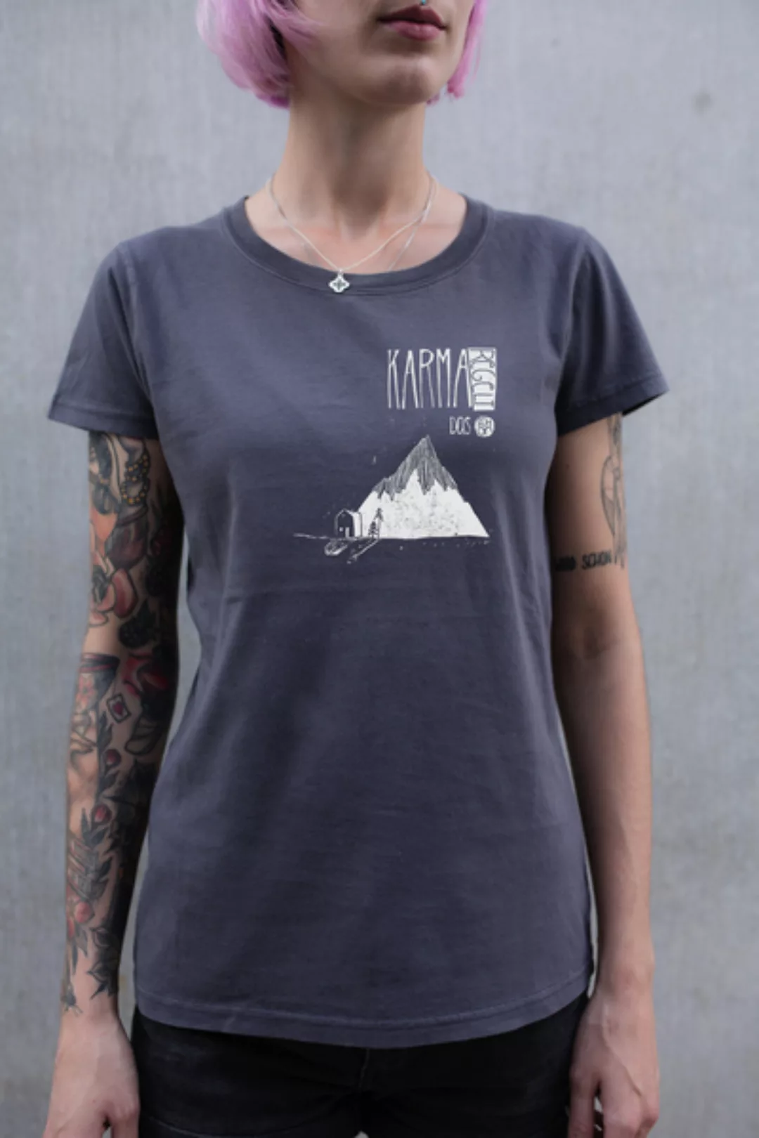 Damen T-shirt Karma Regelt Das Schon Aus Biobaumwolle Made In Portugal Dunk günstig online kaufen