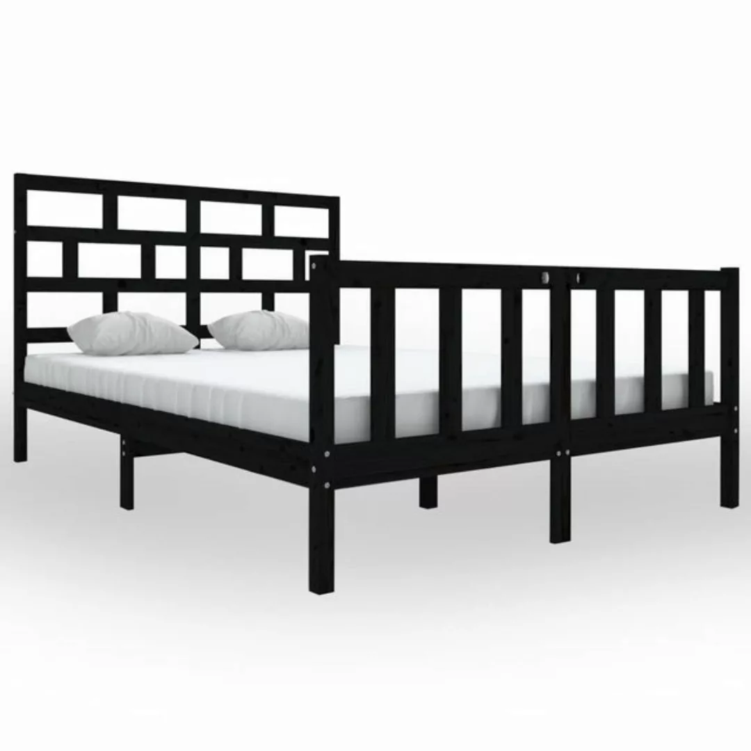 furnicato Bett Massivholzbett Schwarz Kiefer 150x200 cm günstig online kaufen