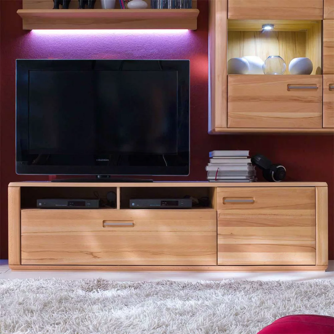 TV Element aus Kernbuche Massivholz 180 cm breit günstig online kaufen