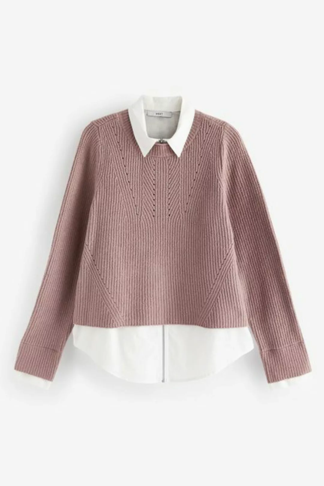 Next 2-in-1-Pullover Pullover mit Blusendetail und Reißverschluss (1-tlg) günstig online kaufen