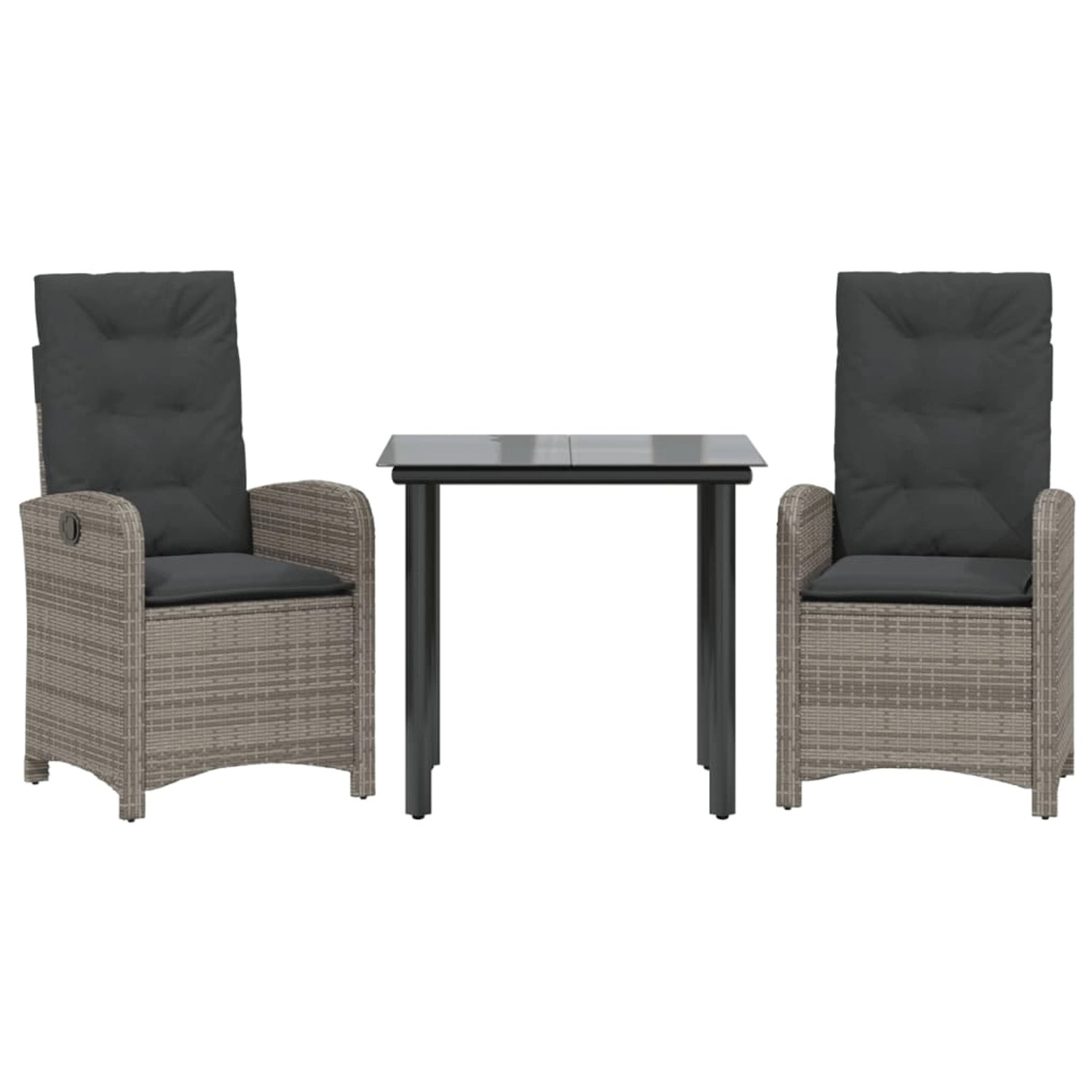 vidaXL 3-Tlg Garten-Essgruppe mit Kissen Grau Poly Rattan 3212360 günstig online kaufen