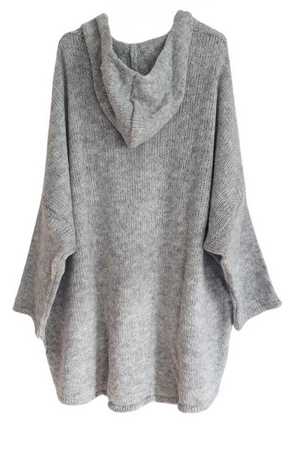 Charis Moda Hoodie Strickpullover asymmetrischer Schnitt im Oversize Look günstig online kaufen