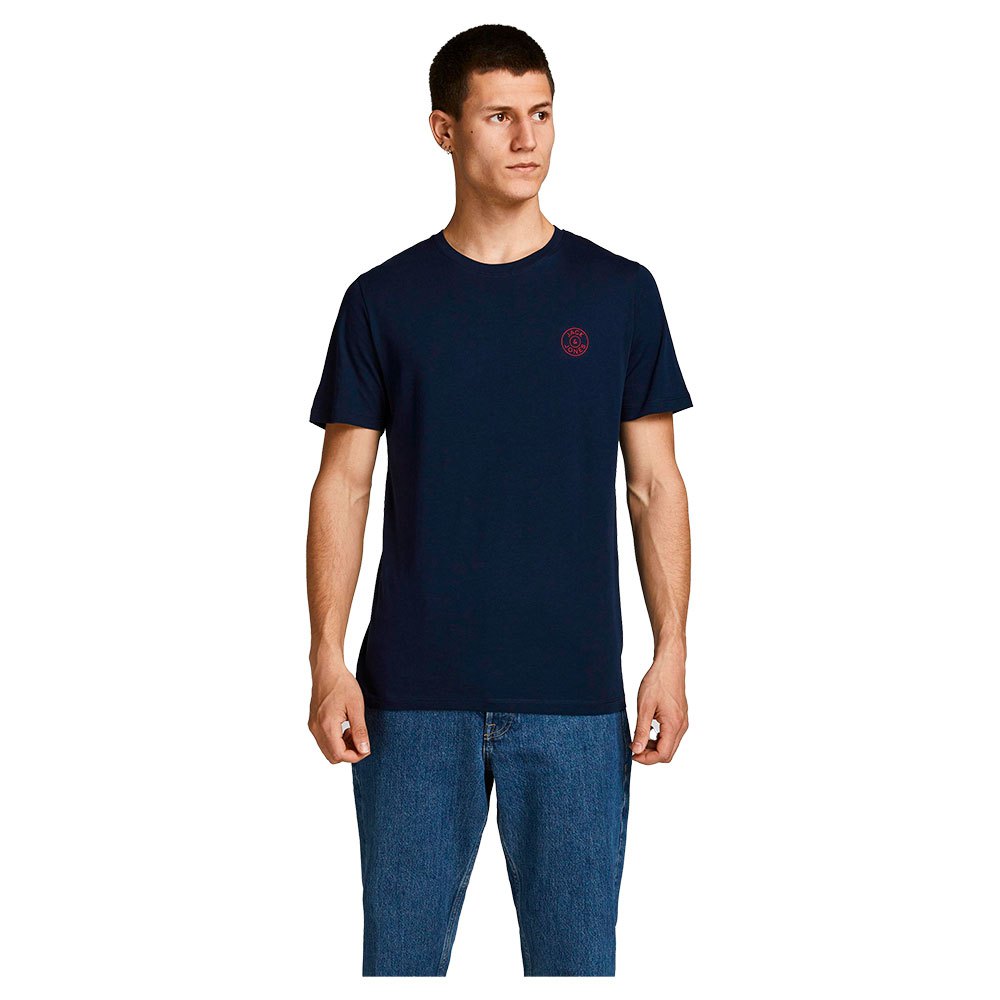 Jack & Jones Organic Logo Kurzarm O Hals T-shirt 2XL Navy Blazer / Print Ri günstig online kaufen