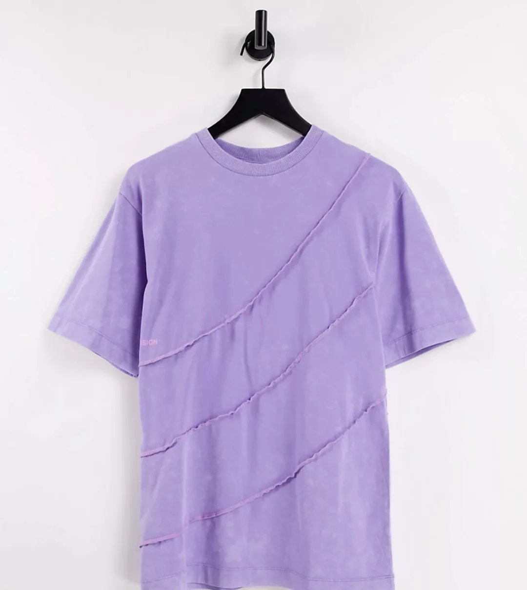 COLLUSION – Oversize-T-Shirt in Lila mit Acid-Waschung und kontrastierender günstig online kaufen