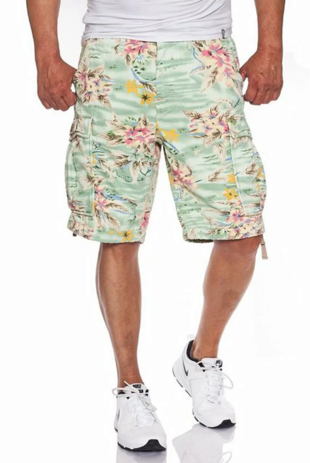 Jet Lag Cargoshorts Flower Green, Flower Blue, Hawaii Flower günstig online kaufen