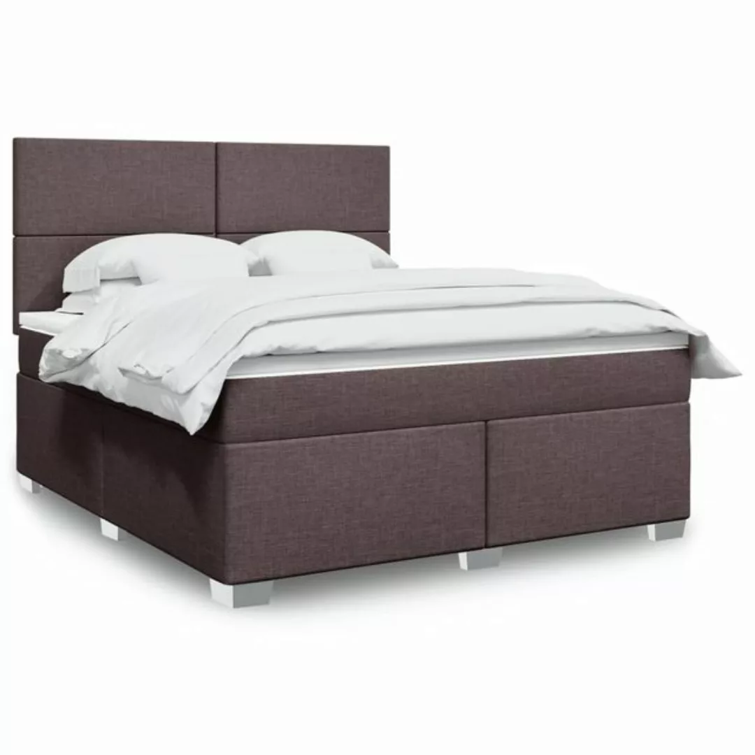 vidaXL Boxspringbett, Boxspringbett mit Matratze Dunkelbraun 180x200 cm Sto günstig online kaufen